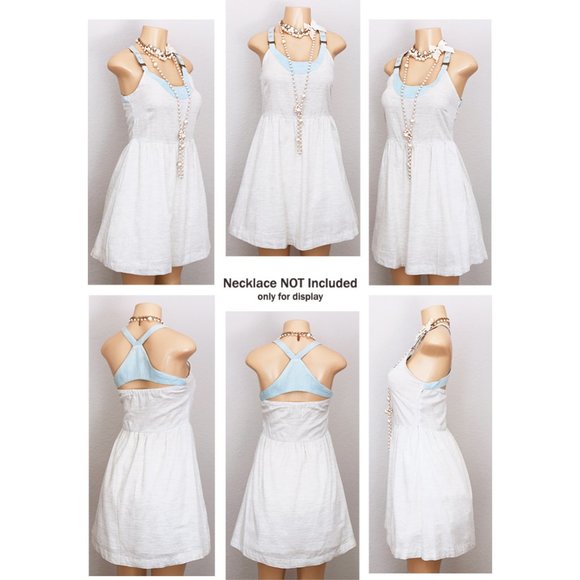 Heather Grey Denim Blue Cotton Cute Pinafore Dress - Picture 7 of 8